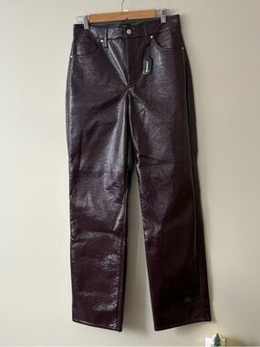Express pleather Straight Pants — Plum